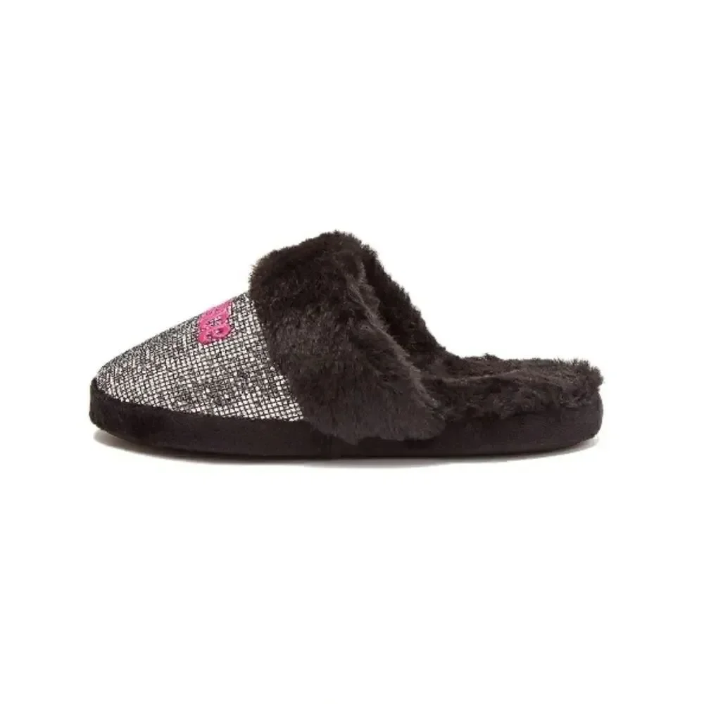 Justice Girls Graphic Slip On Sparkling Scuff Slippers Shoes Size 2/3